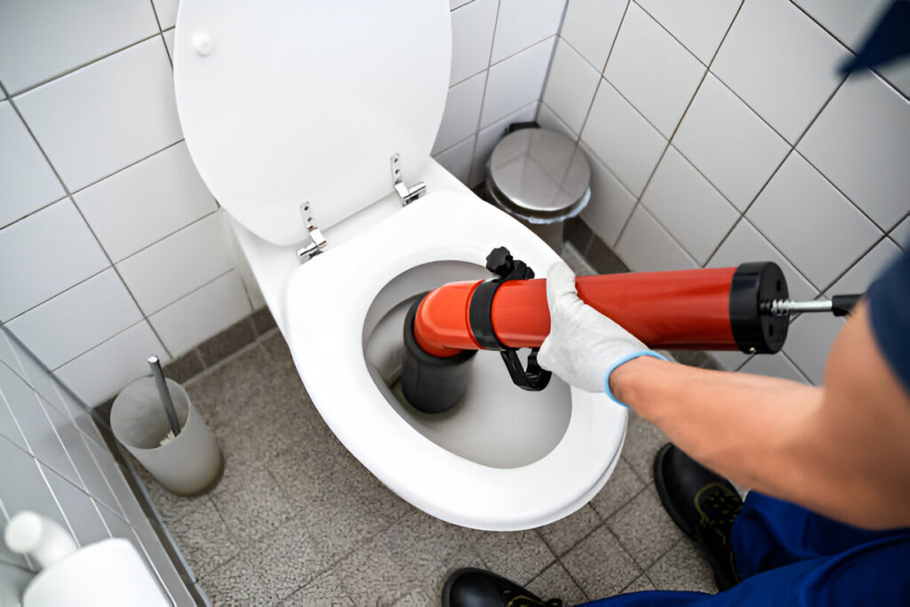 Clogged toilet repair